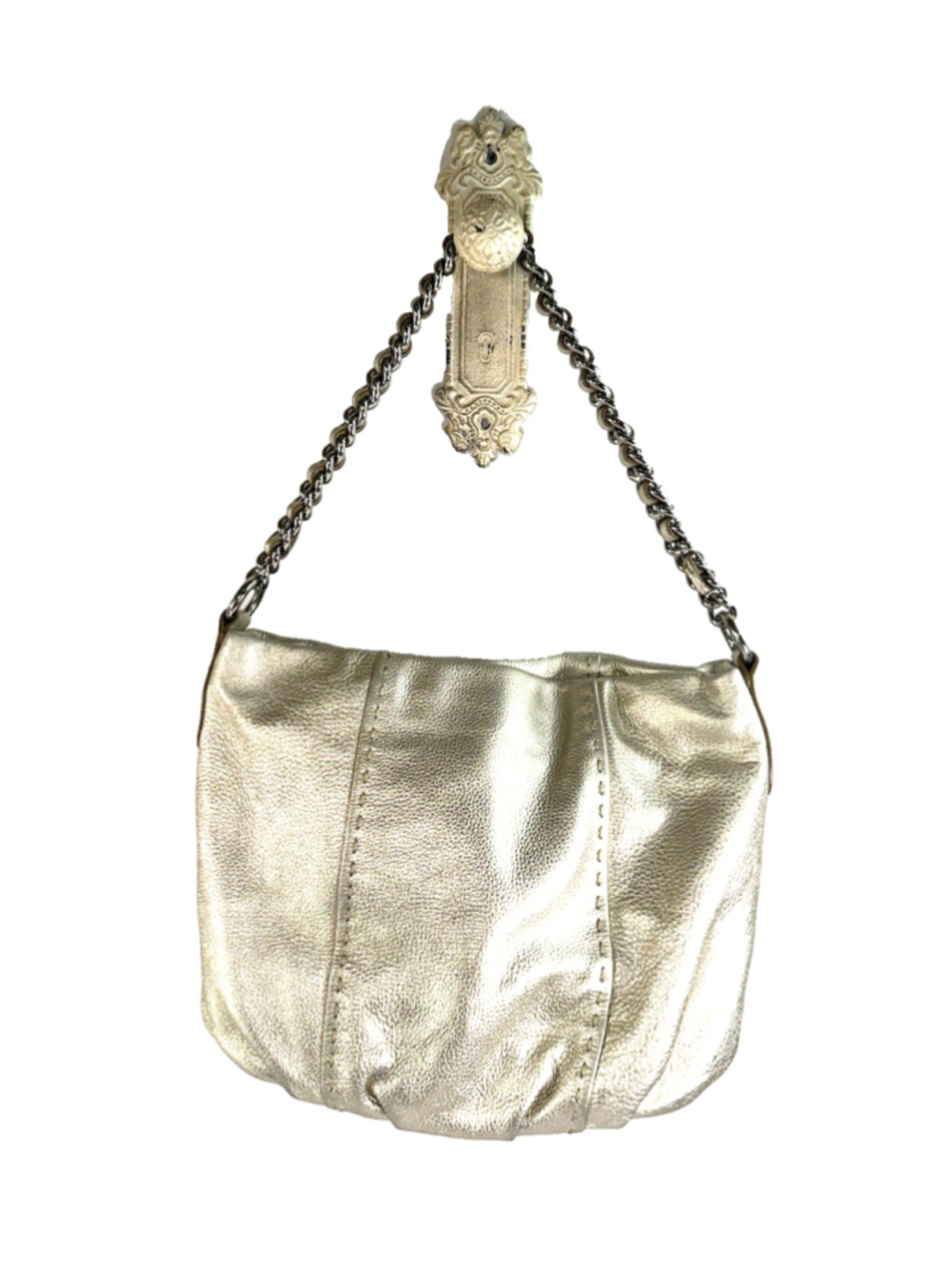 Calvin Klein Silver Shoulder Bag Leather Purse hobo bag